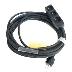 Skjøtekabel gummi, 16A 2x2.5mm²+J, m/3-veis Schuko - 1m