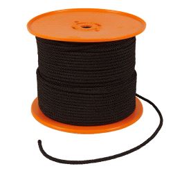 Trekketau, polyester (PES) Ø8mm rull á 200m - black
